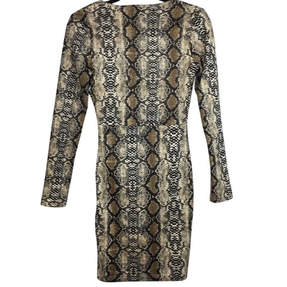 Missguided MobWife Snake Print V-Neck Long Sleeve‎ Bodycon Dress Women's Size 6 - Picture 4 of 7